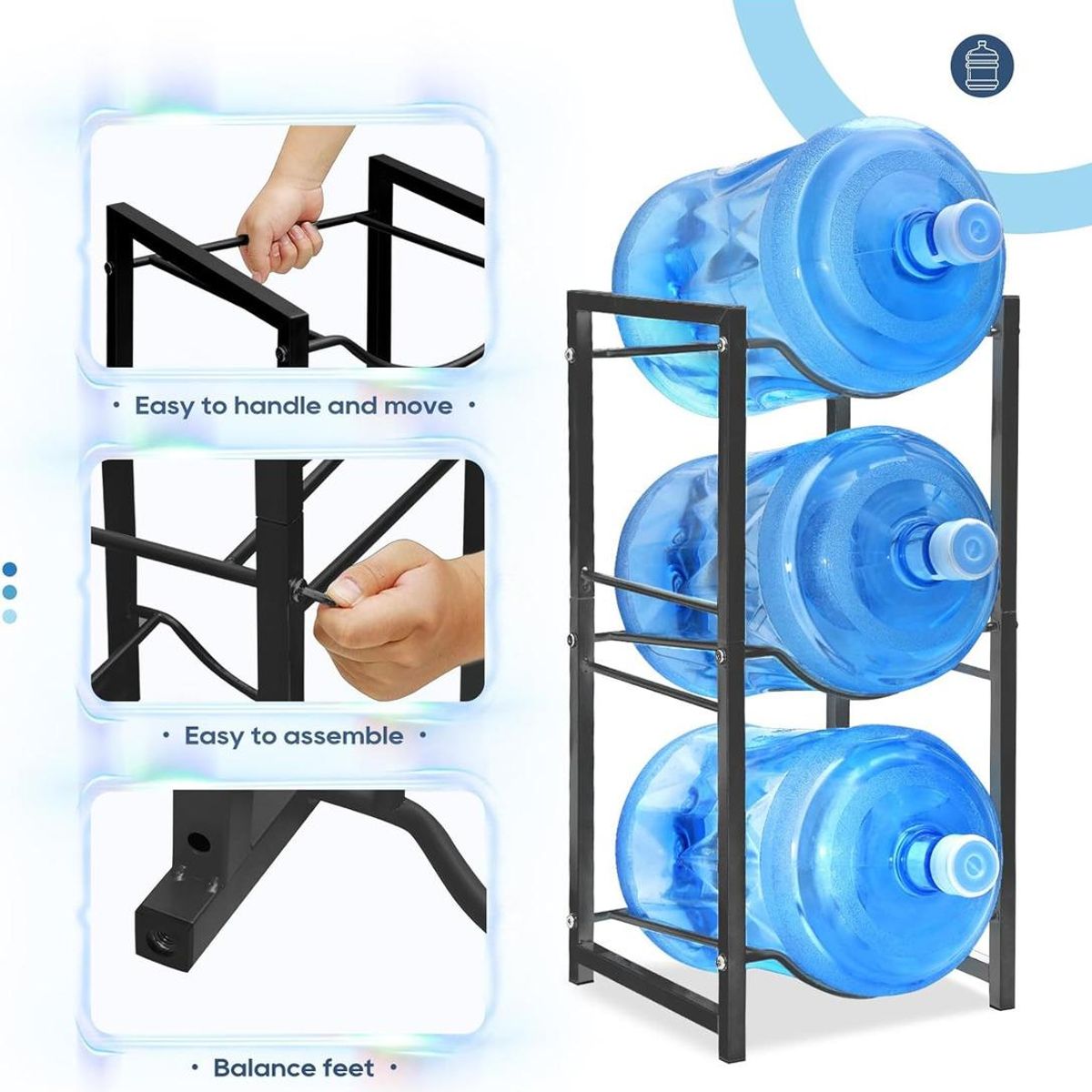 GENERICO - Rack Organizador para 3 Botellones de Agua 20L