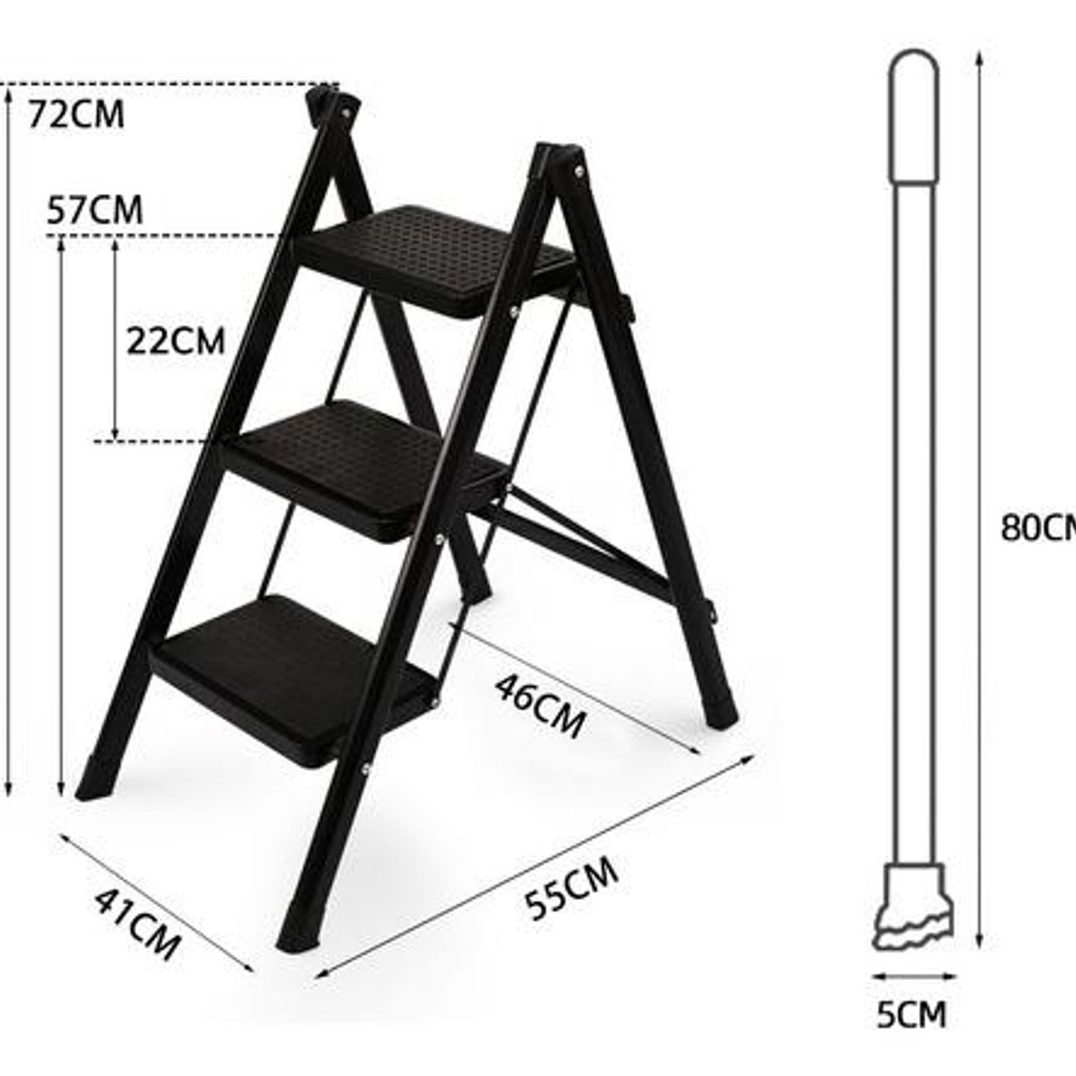 GENERICO - Escalera Plegable de Tijera de Aluminio 3 Escalones