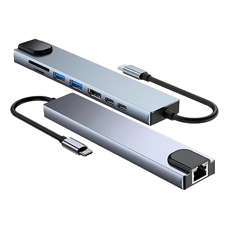 GENERICO - Adaptador Hub Multipuerto Tipo C 8 en 1 con HDMI y USB