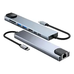 GENERICO - Adaptador Hub Multipuerto Tipo C 8 en 1 con HDMI y USB