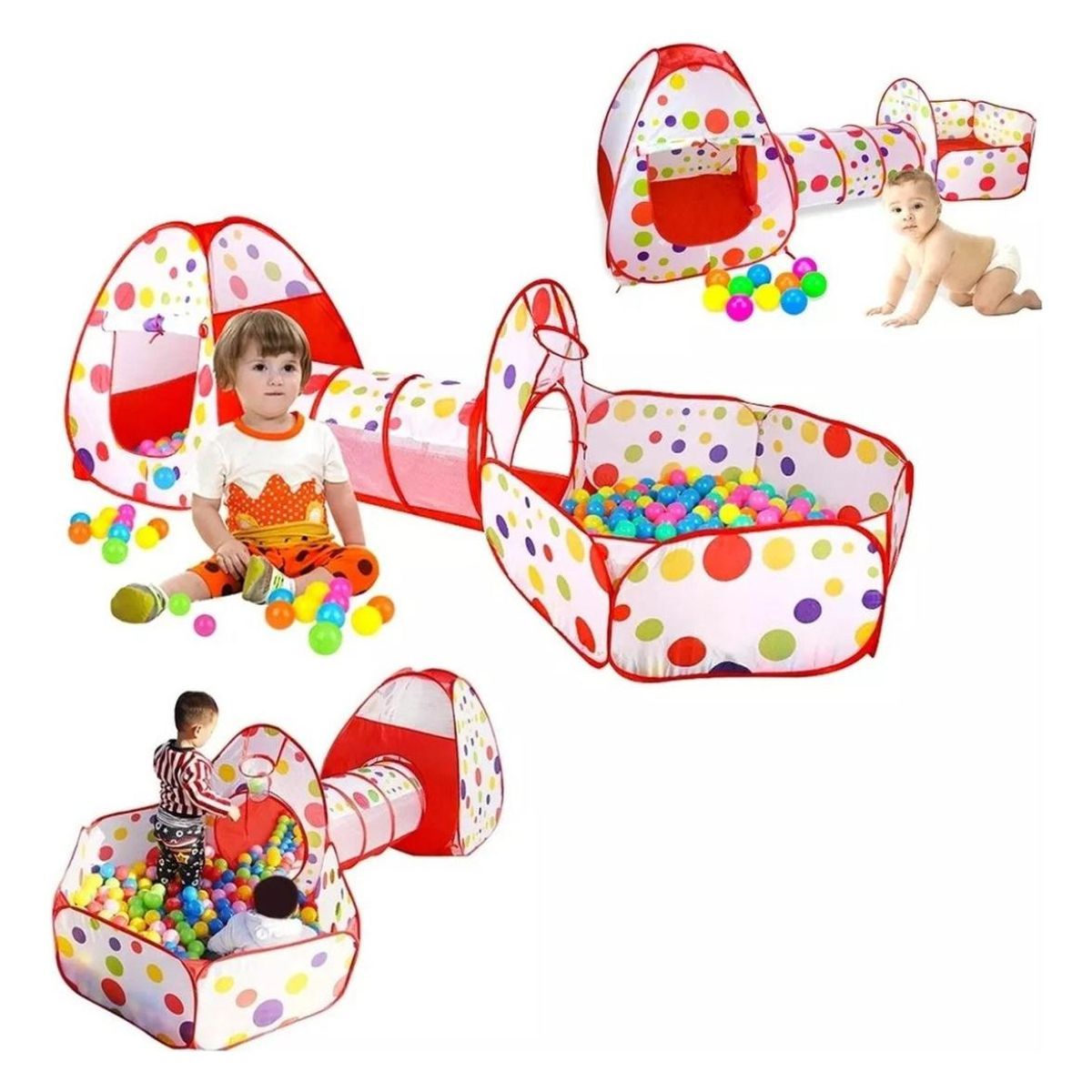 GENERICO - Carpa Plegable de Pelotas con Túnel para Niños Azul