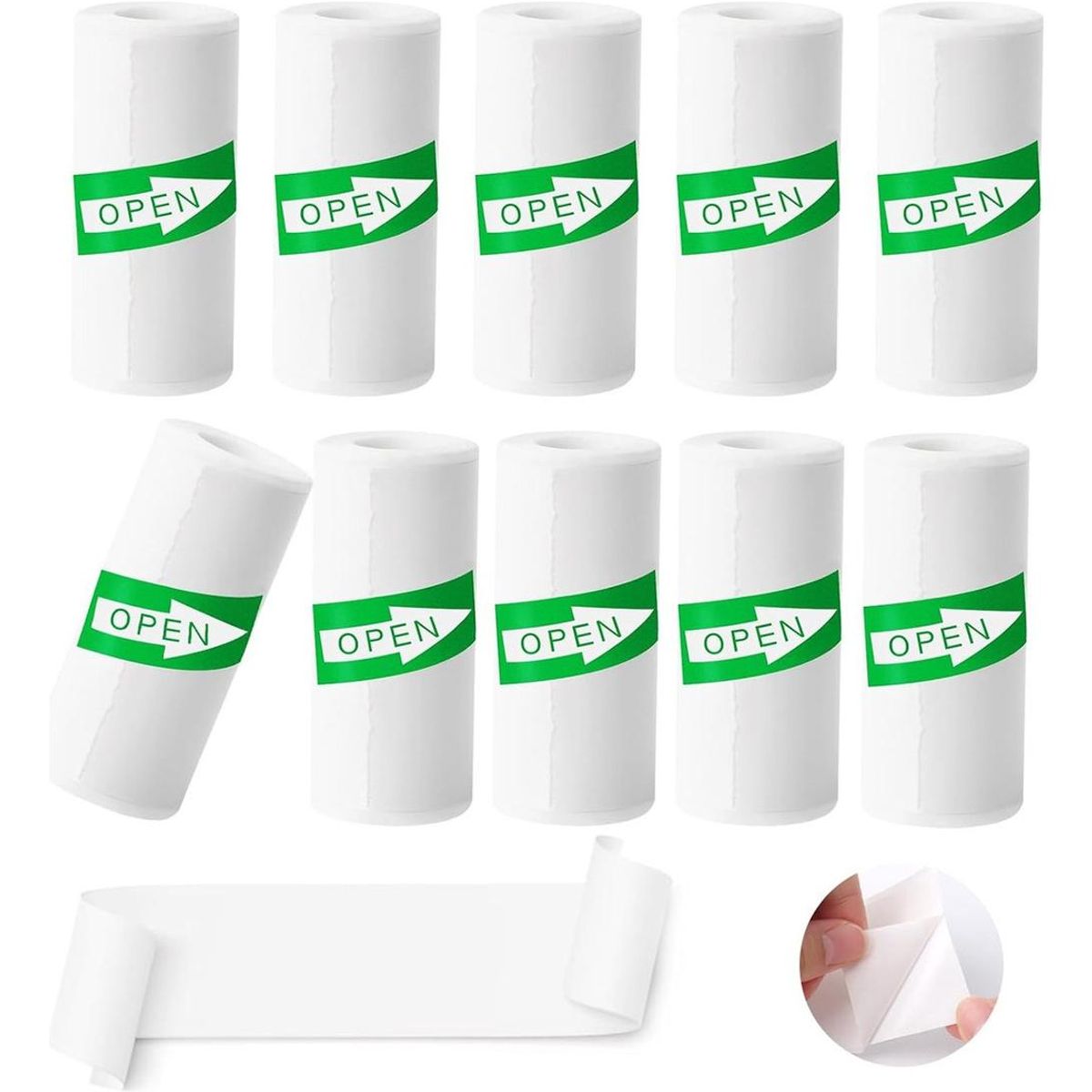 GENERICO - Pack de 10 Rollos de Papel Térmico Adhesivo 58mm