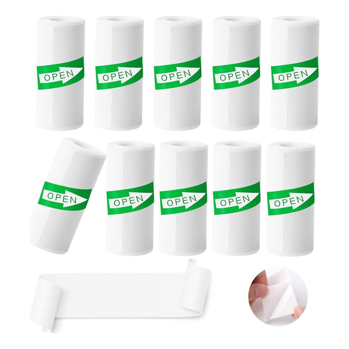 GENERICO - Pack de 10 Rollos de Papel Térmico Adhesivo 58mm