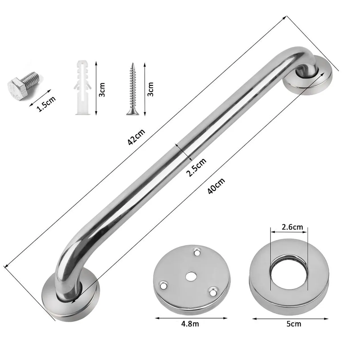 GENERICO - Pack de 3 Manillas Agarraderas de Seguridad para Baño y Ducha