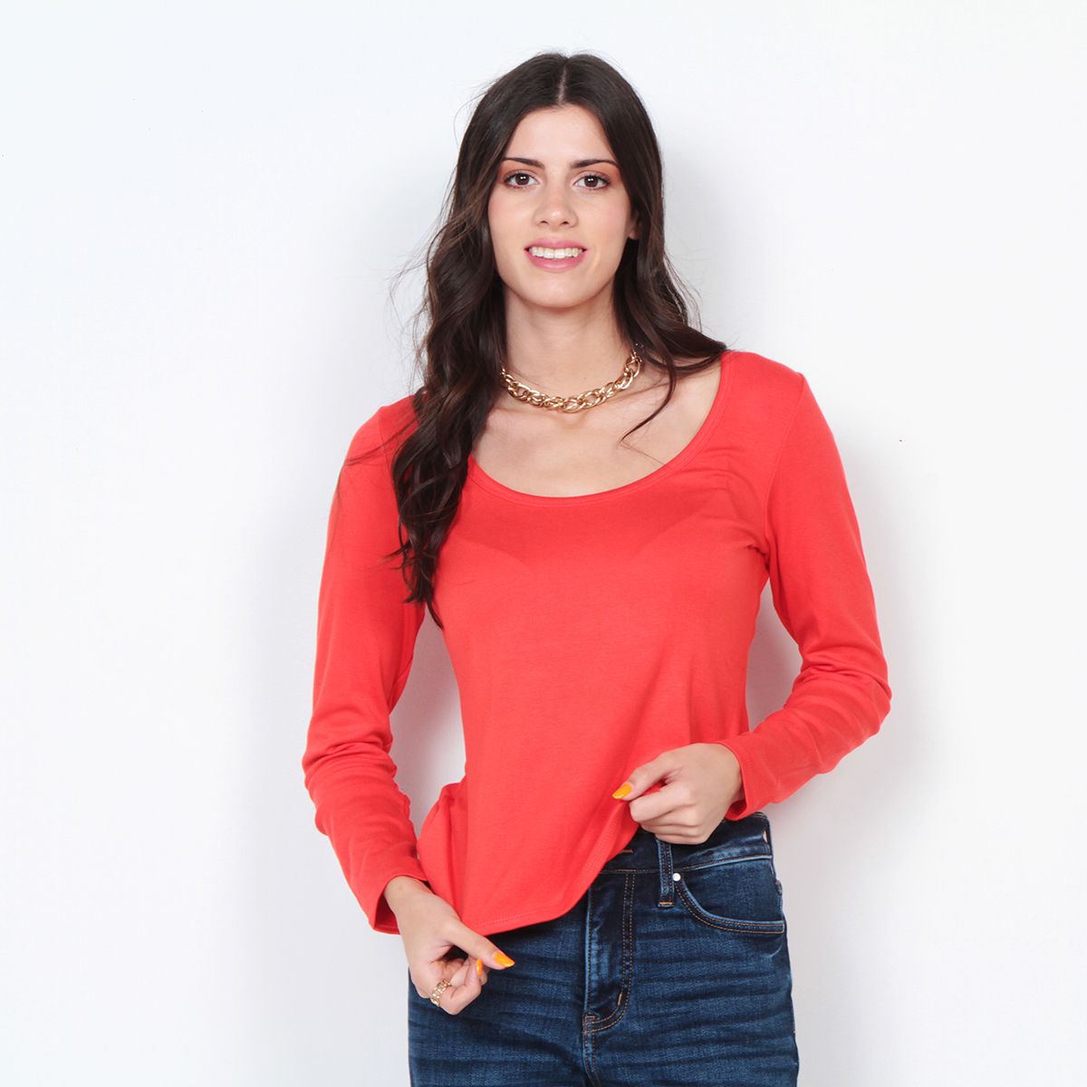 WADOS - POLERA MANGA LARGA SOLIDA ESCOTE REDONDO