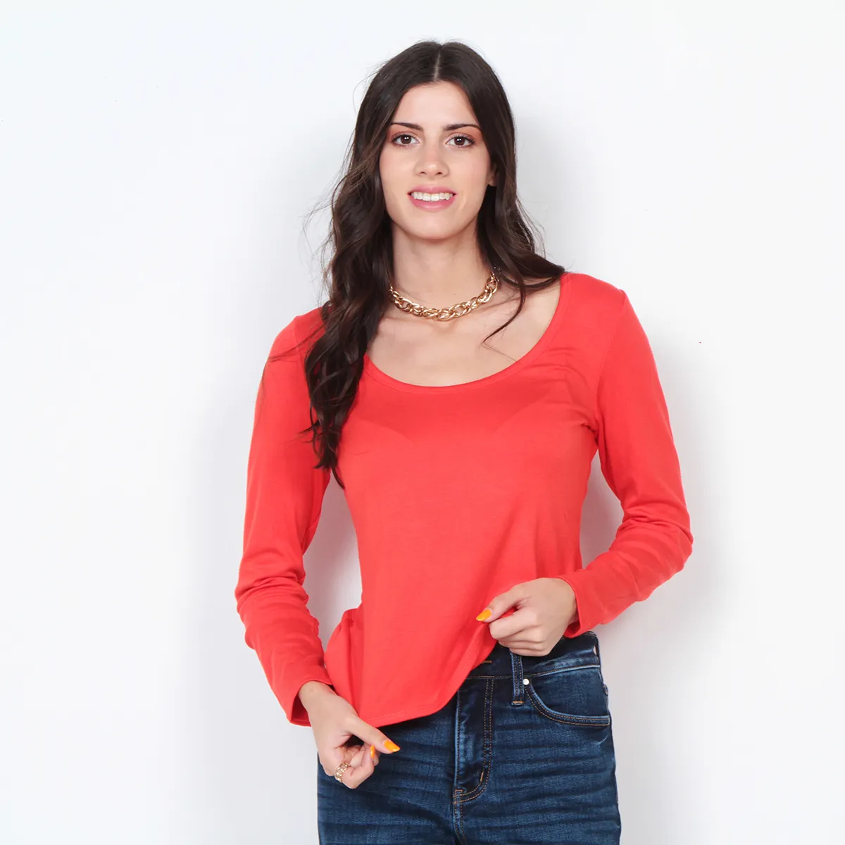 WADOS - POLERA MANGA LARGA SOLIDA ESCOTE REDONDO