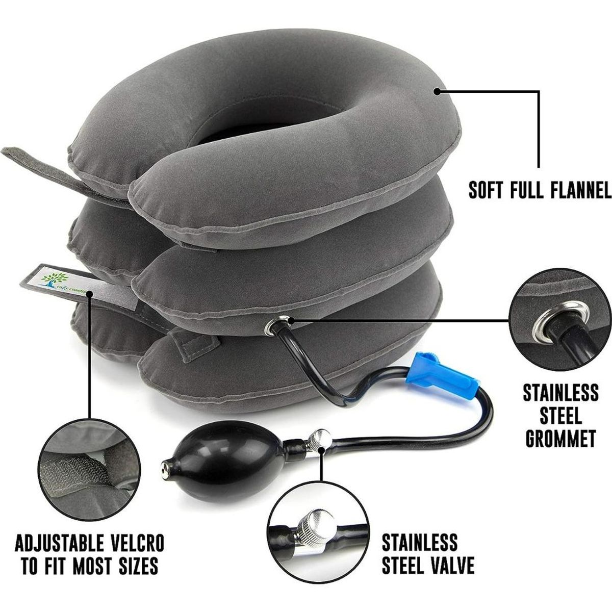 GENERICO - Almohada Inflable Cervical para Viajes Color Gris