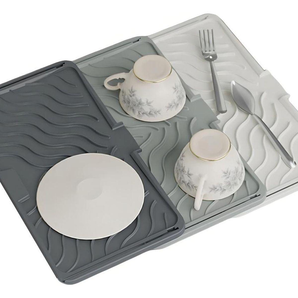 GENERICO - Escurridor de Platos Plegable Extensible de Plástico Gris