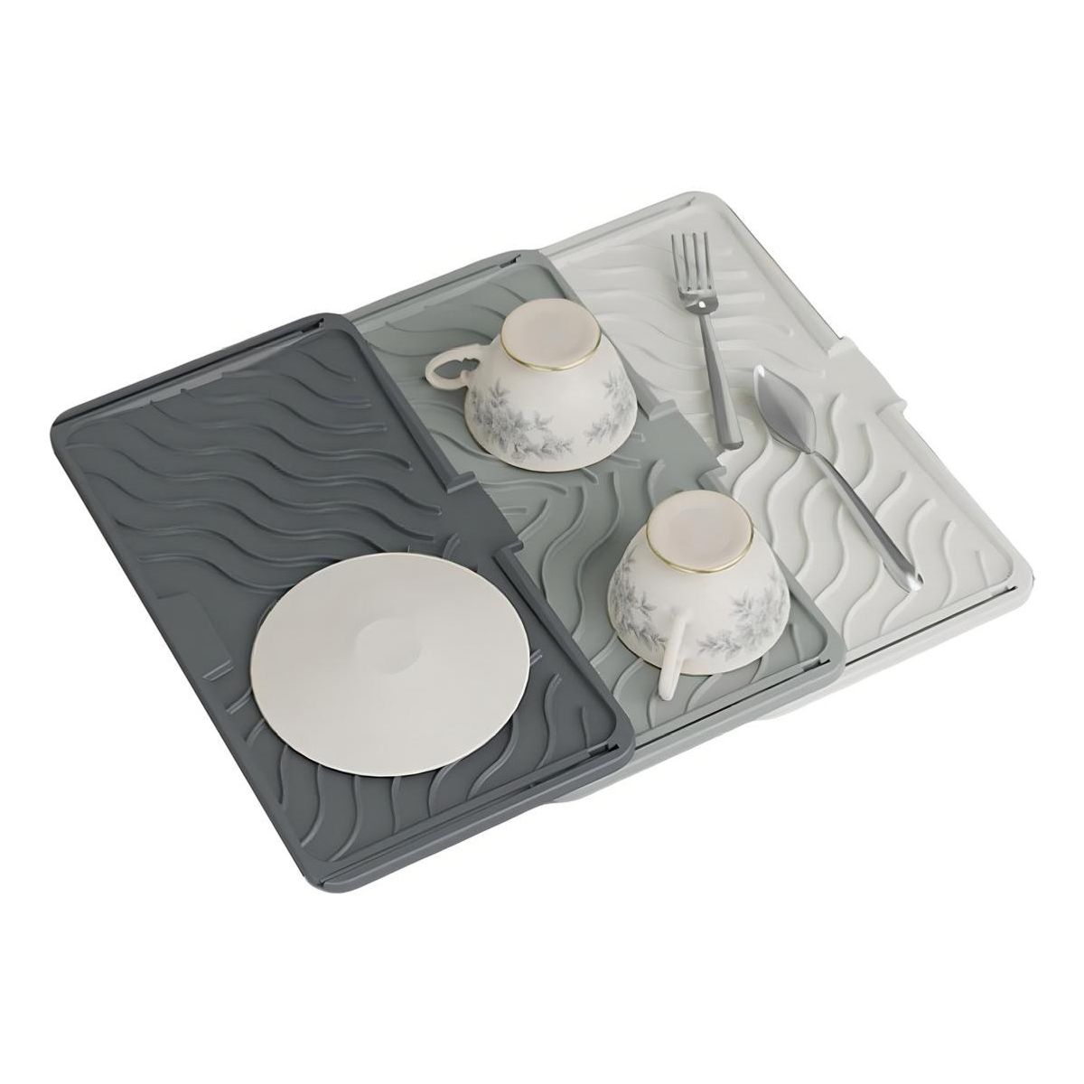 GENERICO - Escurridor de Platos Plegable Extensible de Plástico Gris