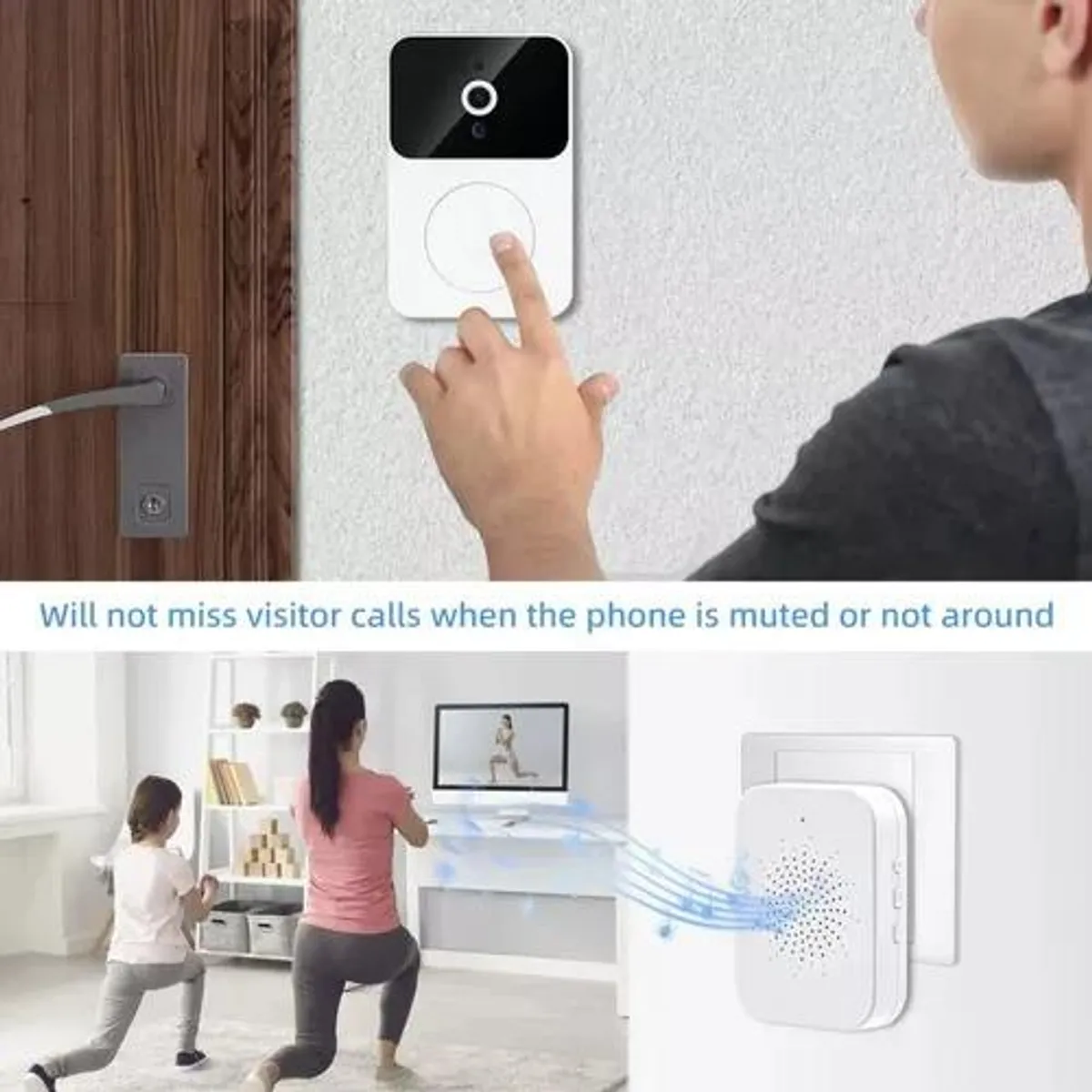 GENERICO - Timbre Inteligente Inalámbrico con Cámara y Visión Nocturna