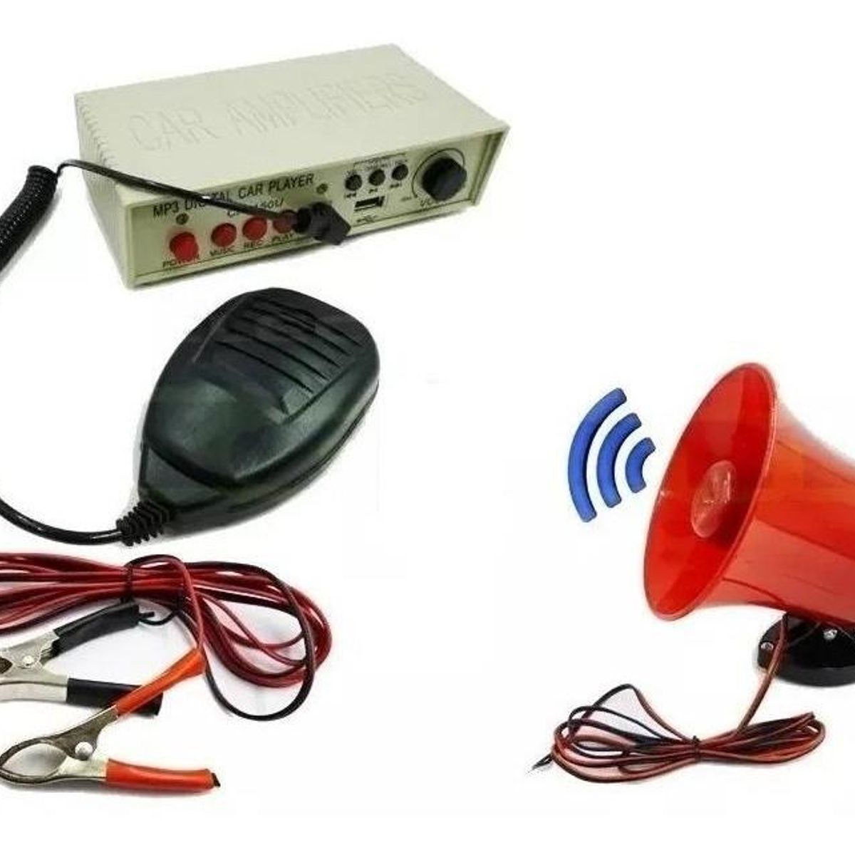 GENERICO - Megáfono Reproductor MP3 con Grabación y USB 12V 24V