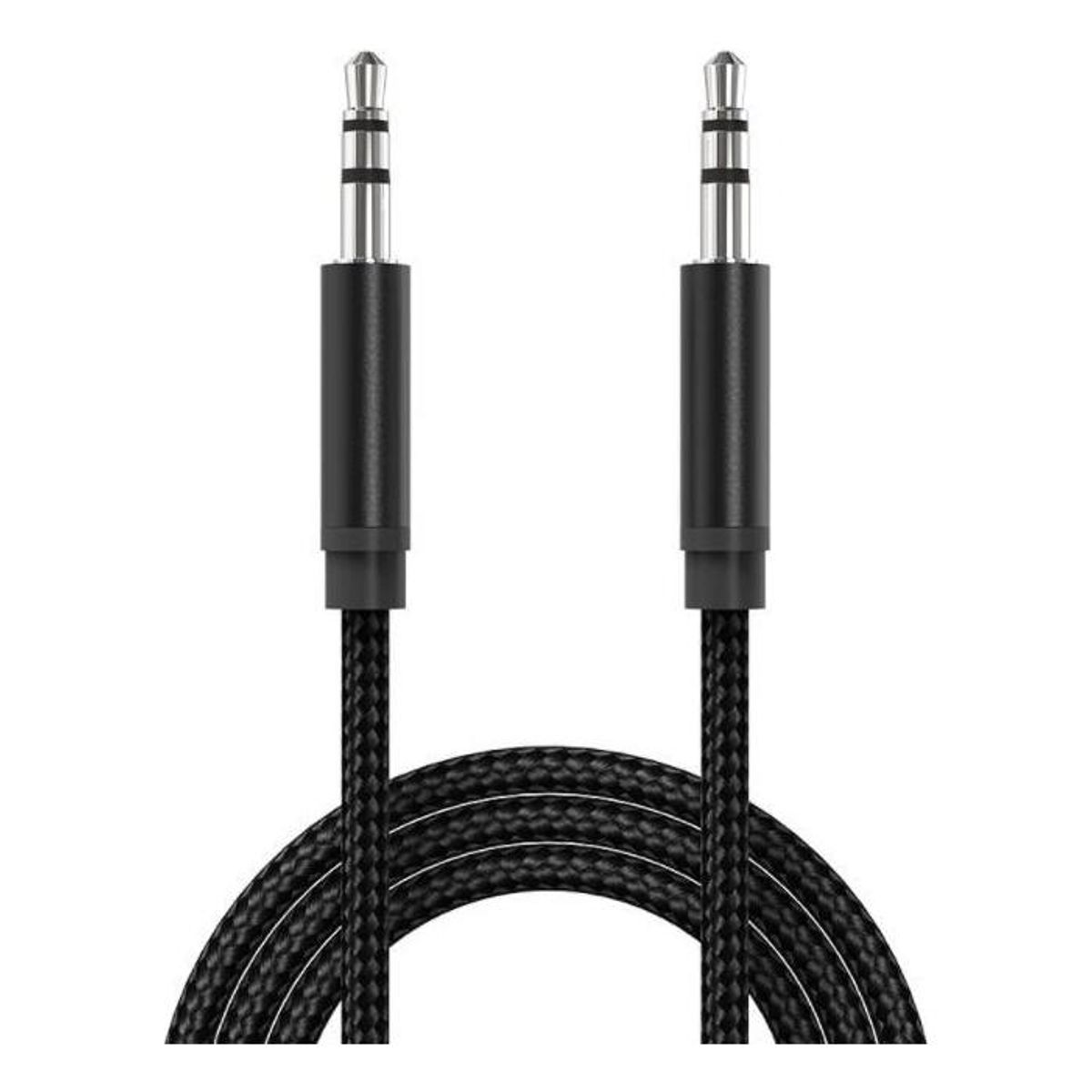 GENERICO - Cable Auxiliar de Audio 35 mm Nylon 1 Metro Premium