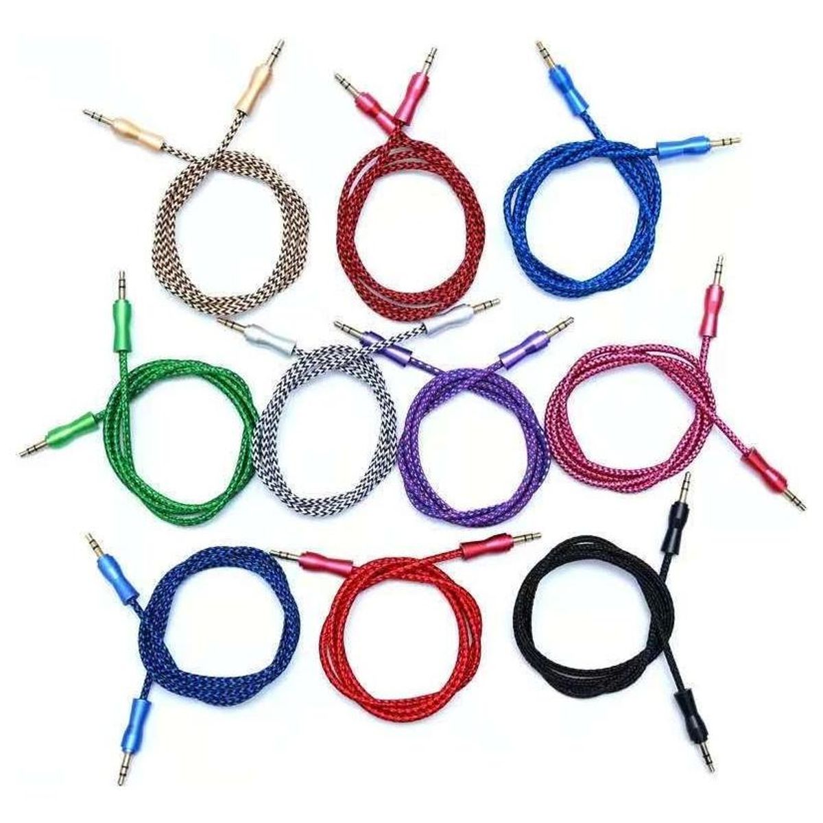 GENERICO - Cable Auxiliar de Audio 35 mm Nylon 1 Metro Premium