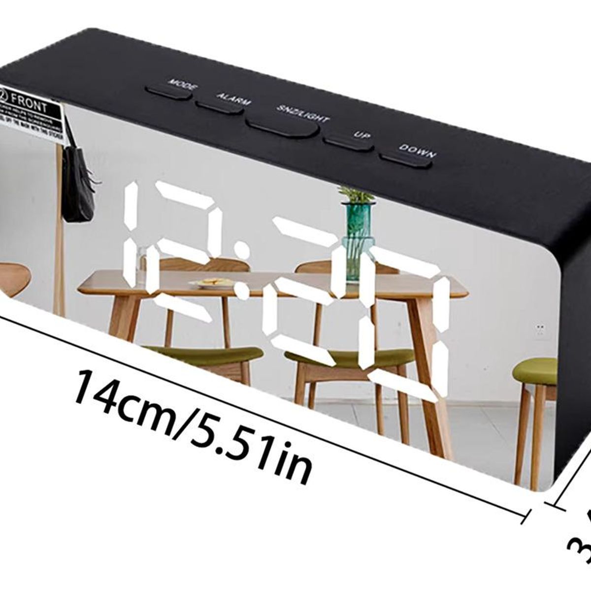 GENERICO - Reloj Digital LED con Espejo y Conexión USB o Pilas