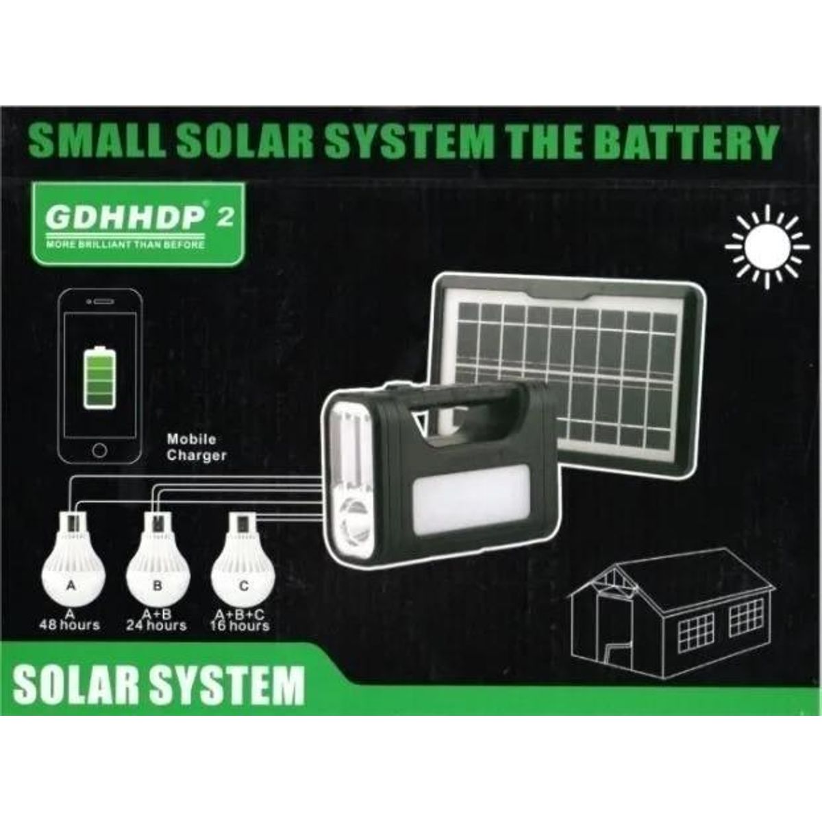 GENERICO - Kit Solar de Emergencia Camping 220V con 3 Bombillas LED