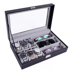 GENERICO - Organizador de Relojes y Gafas de Sol en Ecocuero