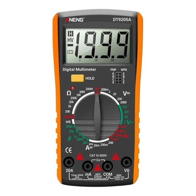 GENERICO - Multímetro Digital LCD DT9205A con Funciones Avanzadas
