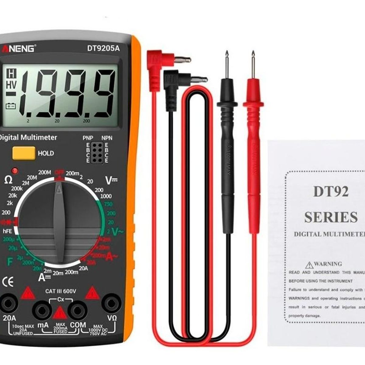 GENERICO - Multímetro Digital LCD DT9205A con Funciones Avanzadas