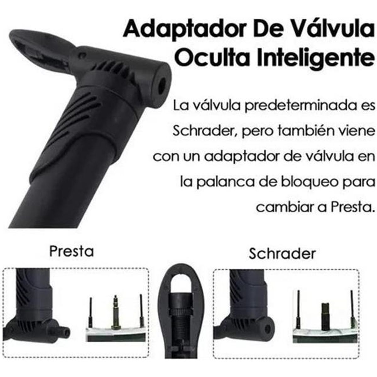 GENERICO - Mini Bomba de Bicicleta Manual 120 PSI con Adaptador