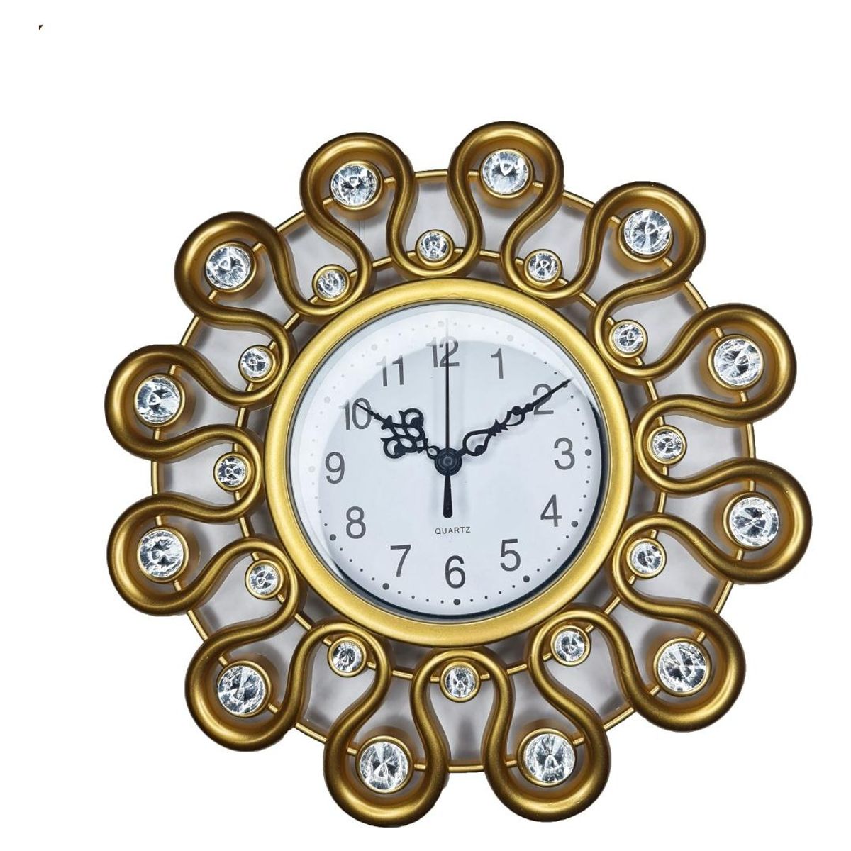 GENERICO - Reloj de Pared Silencioso 25 cm con 2 Espejos Dorados