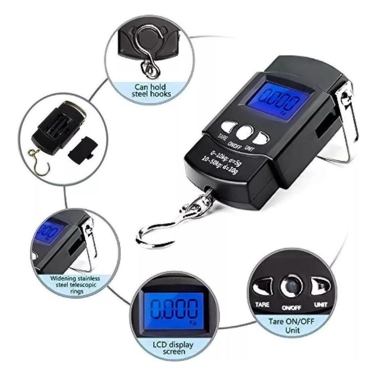 GENERICO - Balanza Digital Portátil para Maletas y Frutas 50kg.