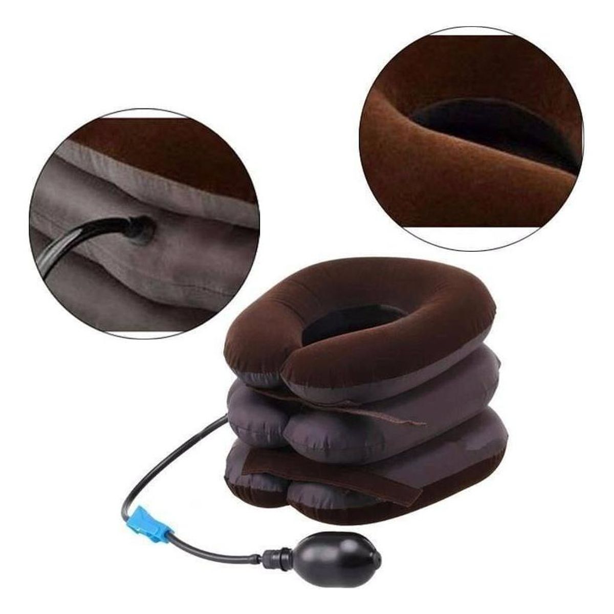 GENERICO - Almohada Inflable Cervical para Viaje Color Marrón Oscuro