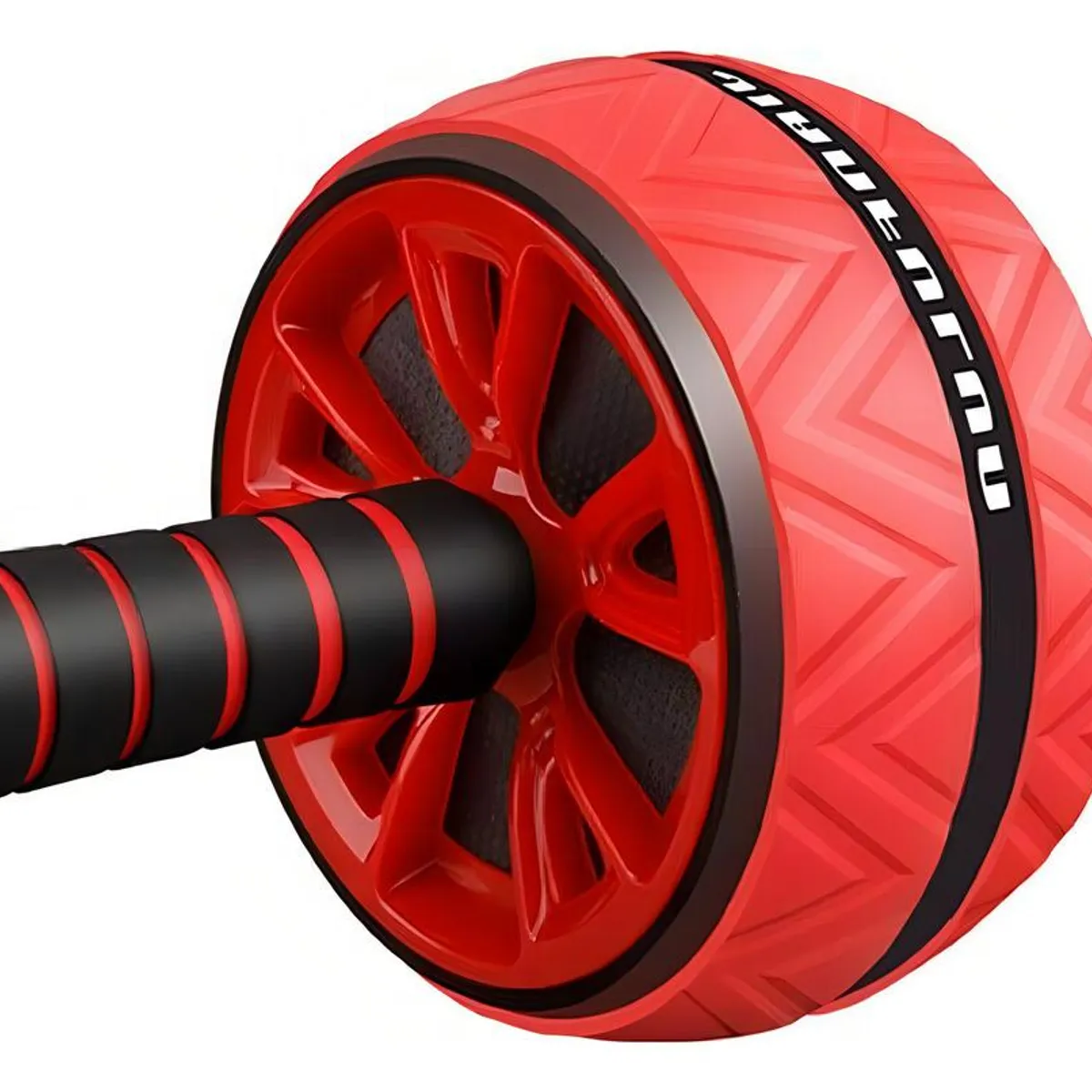 GENERICO - Rueda de Ejercicio Abdominal con Alfombra - Rojo y Negro