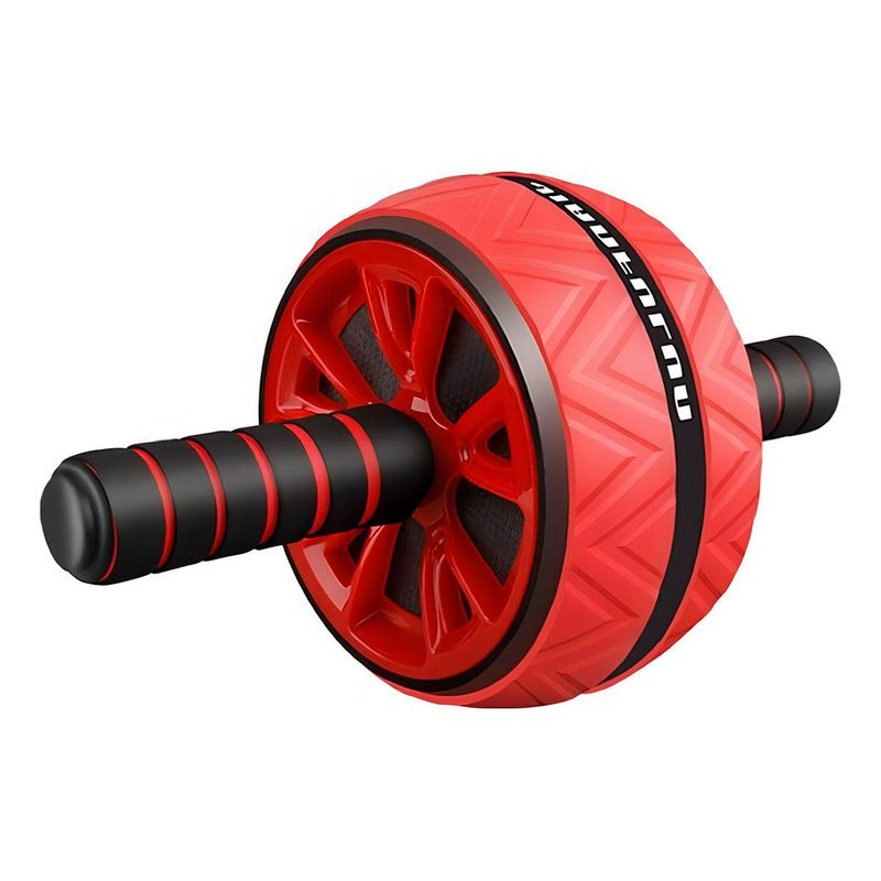 GENERICO - Rueda de Ejercicio Abdominal con Alfombra - Rojo y Negro