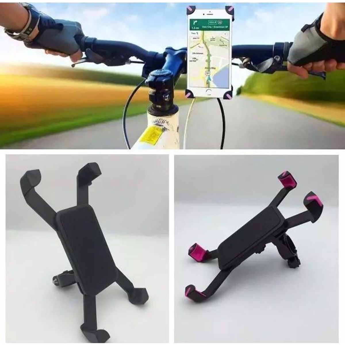 GENERICO - Soporte Universal para Celular en Moto y Bici Ajustable 360°