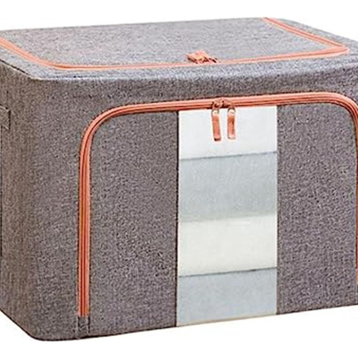 GENERICO - Caja de Almacenamiento de Lino con Soporte Metálico