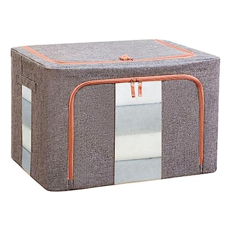 GENERICO - Caja de Almacenamiento de Lino con Soporte Metálico
