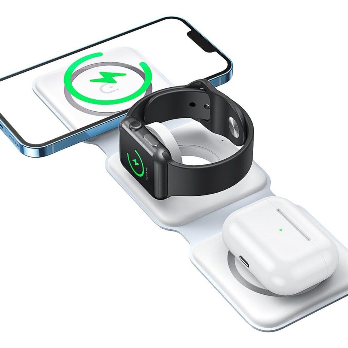 GENERICO - Cargador Inalámbrico 3 en 1 para iPhone Apple Watch y AirPods