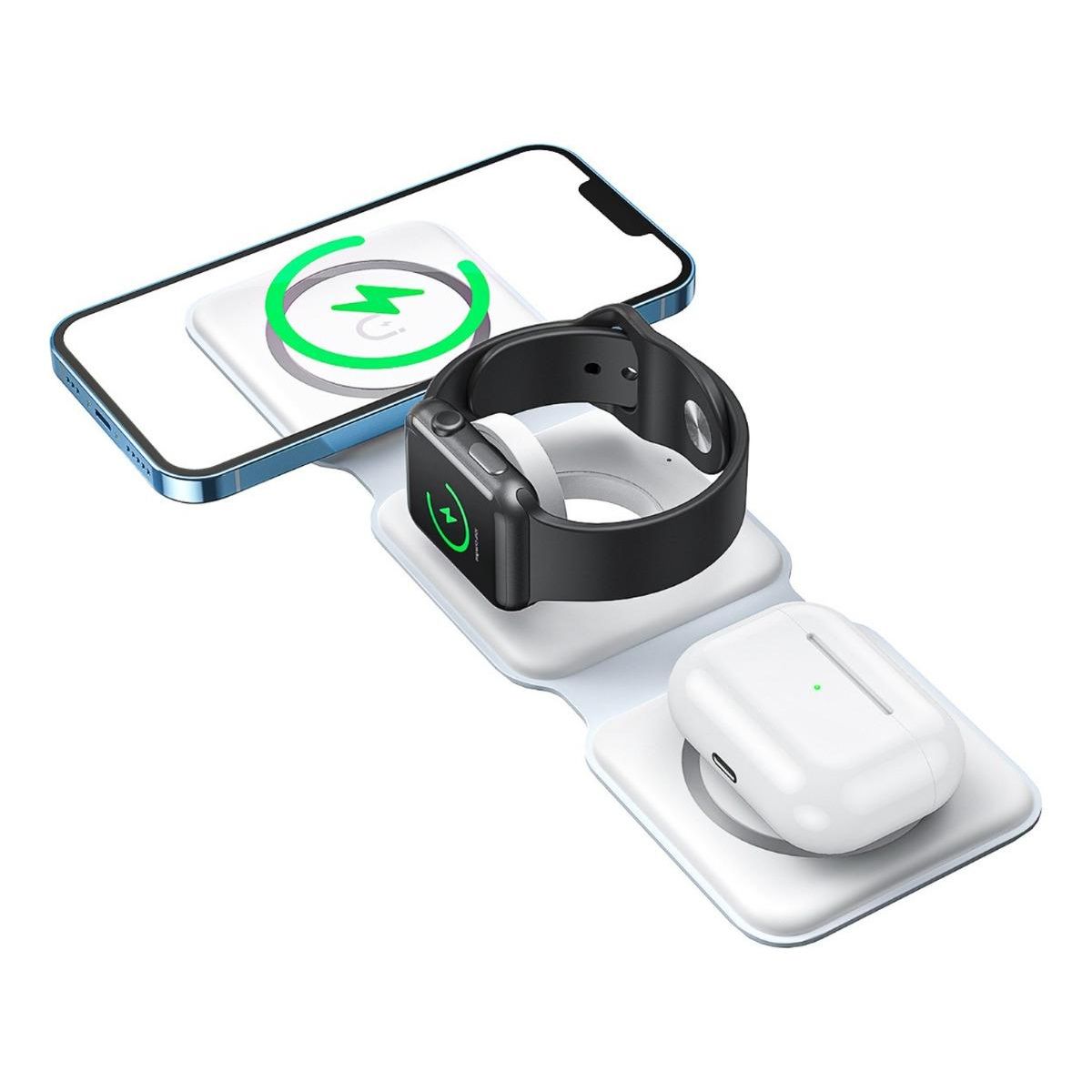 GENERICO - Cargador Inalámbrico 3 en 1 para iPhone Apple Watch y AirPods