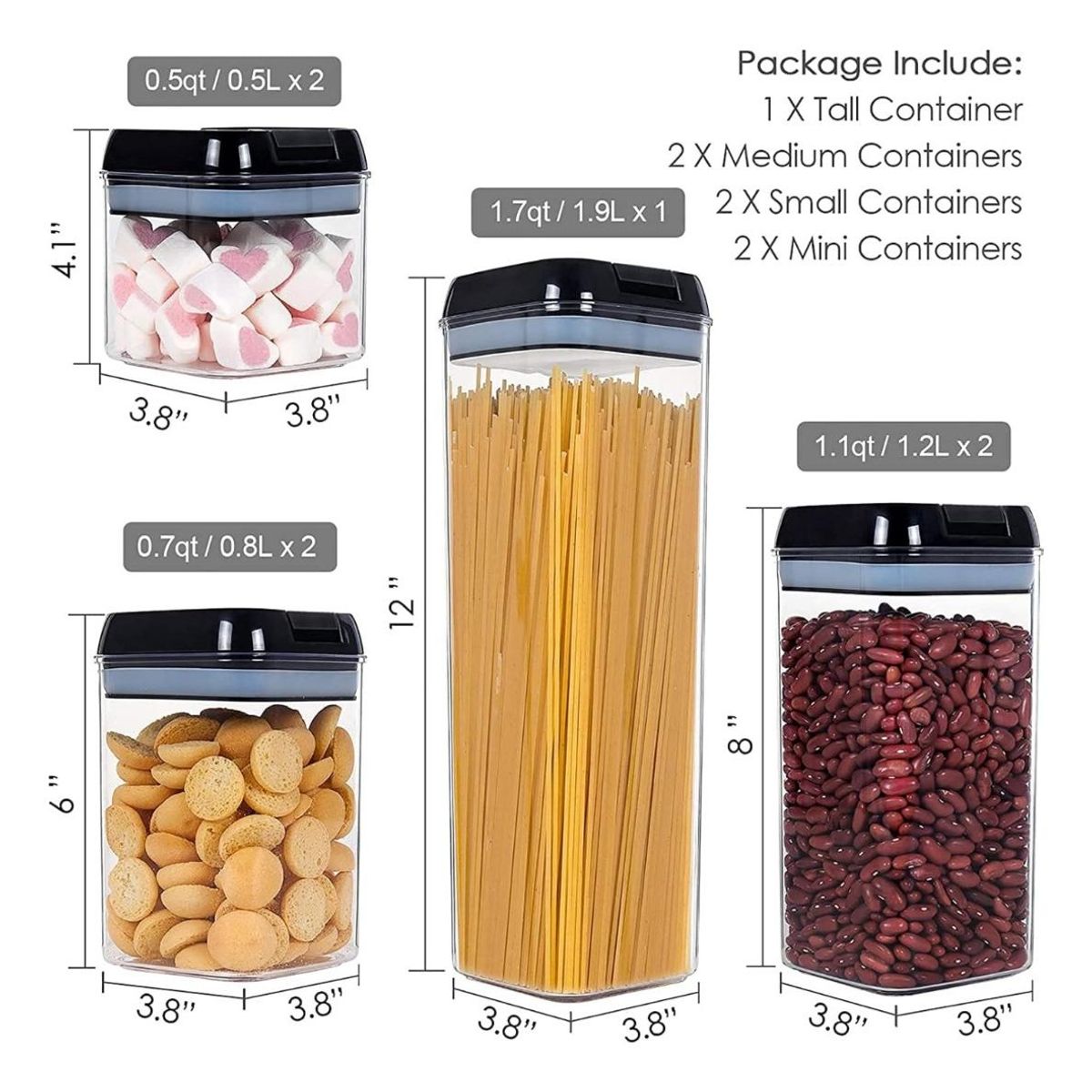 GENERICO - Set de 7 Recipientes Herméticos para Alimentos - Cocina y Despensa