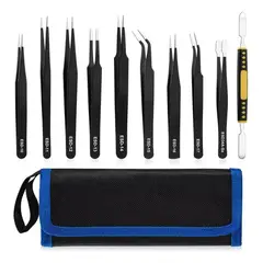 GENERICO - Set de 10 Pinzas Antiestáticas para Relojería y Electrónica
