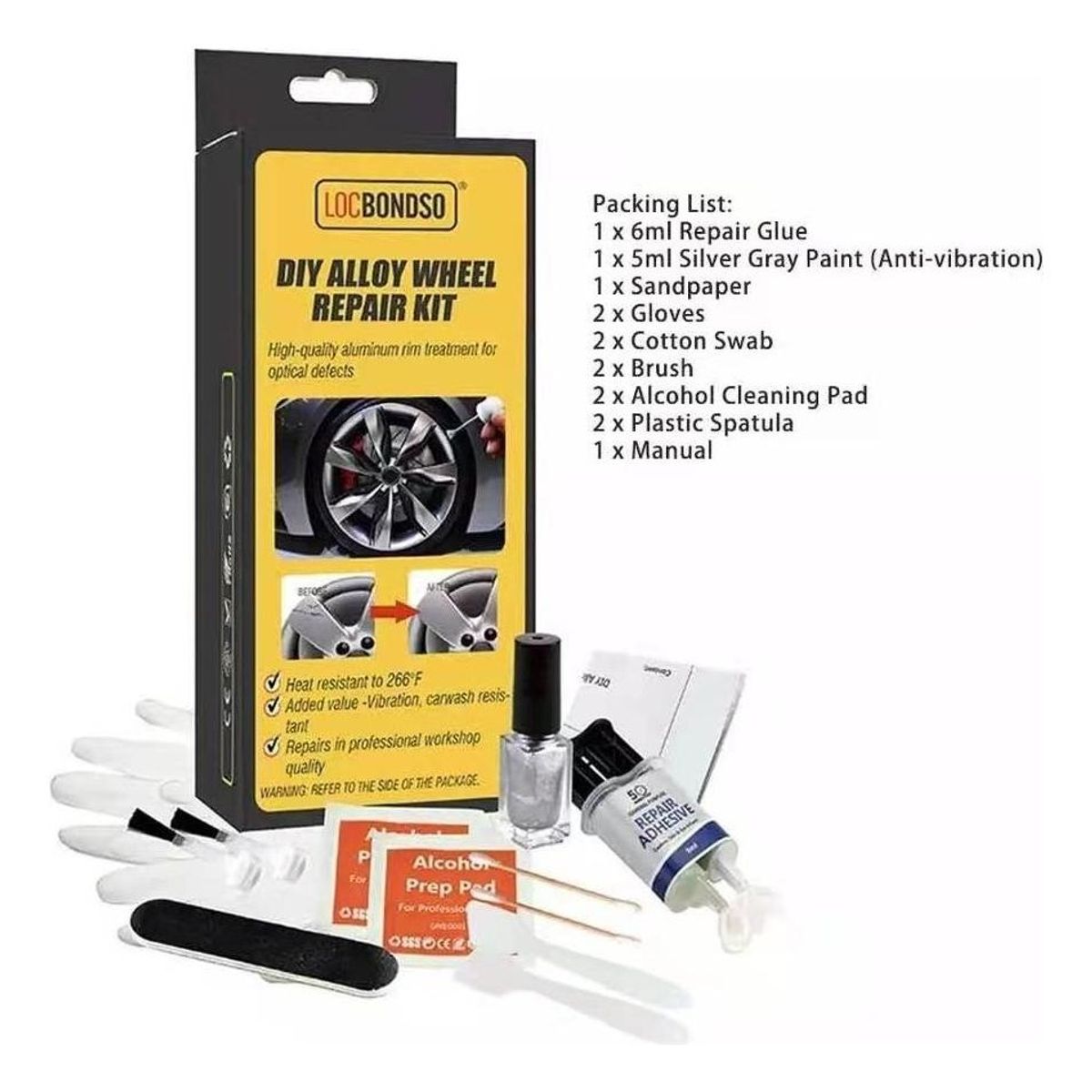 GENERICO - Kit de Reparación para Llantas de Aleación Plateada 215122
