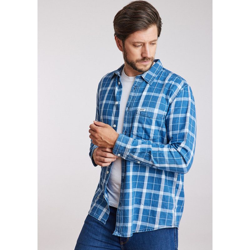 WRANGLER - Camisa Hombre 1 Pkt Indigo Shirt Blue Indigo