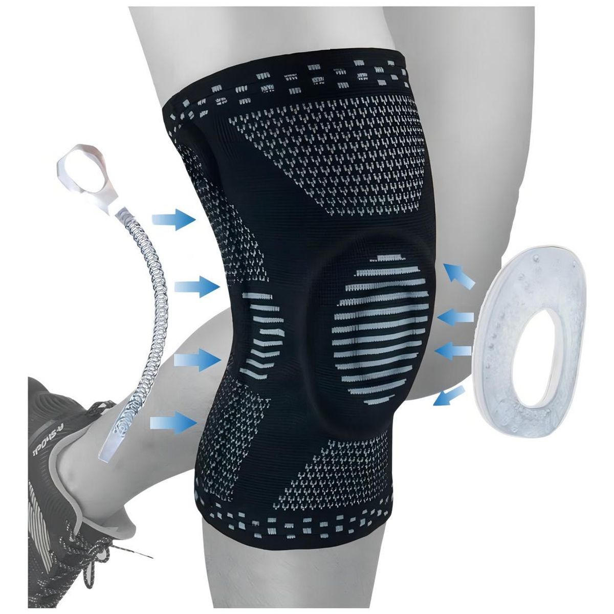 GENERICO - Rodillera Gel Negro Talla M con Soporte Lateral