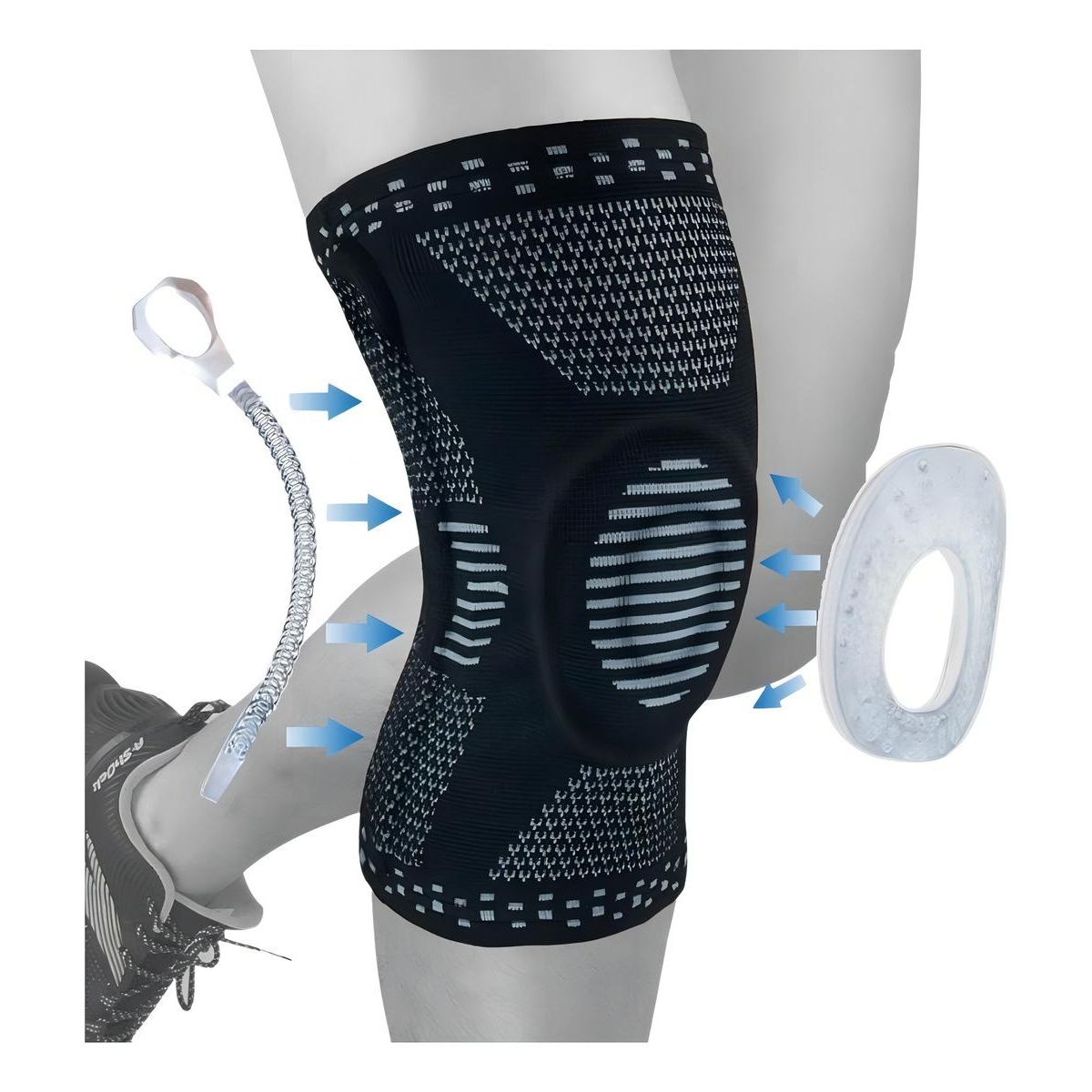 GENERICO - Rodillera Gel Negro Talla M con Soporte Lateral