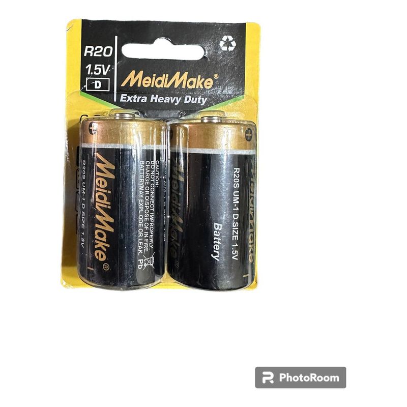 GENERICO - Baterías Tipo D Carbono Meidimake - Paquete de 2 Unidades