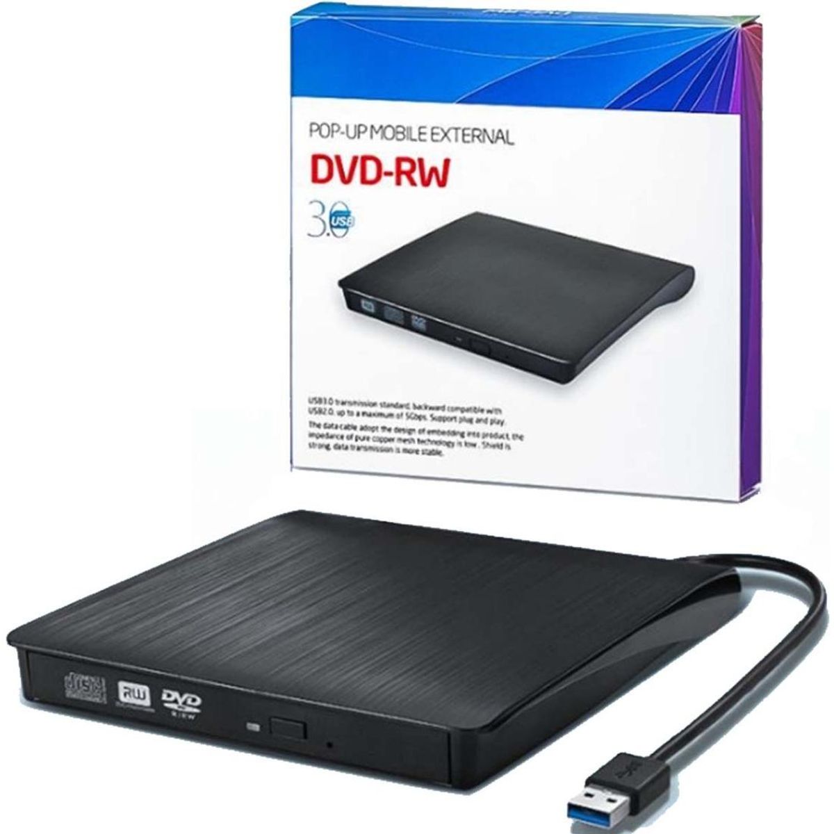 GENERICO - Grabador Externo DVDCD USB 30 con Alta Velocidad