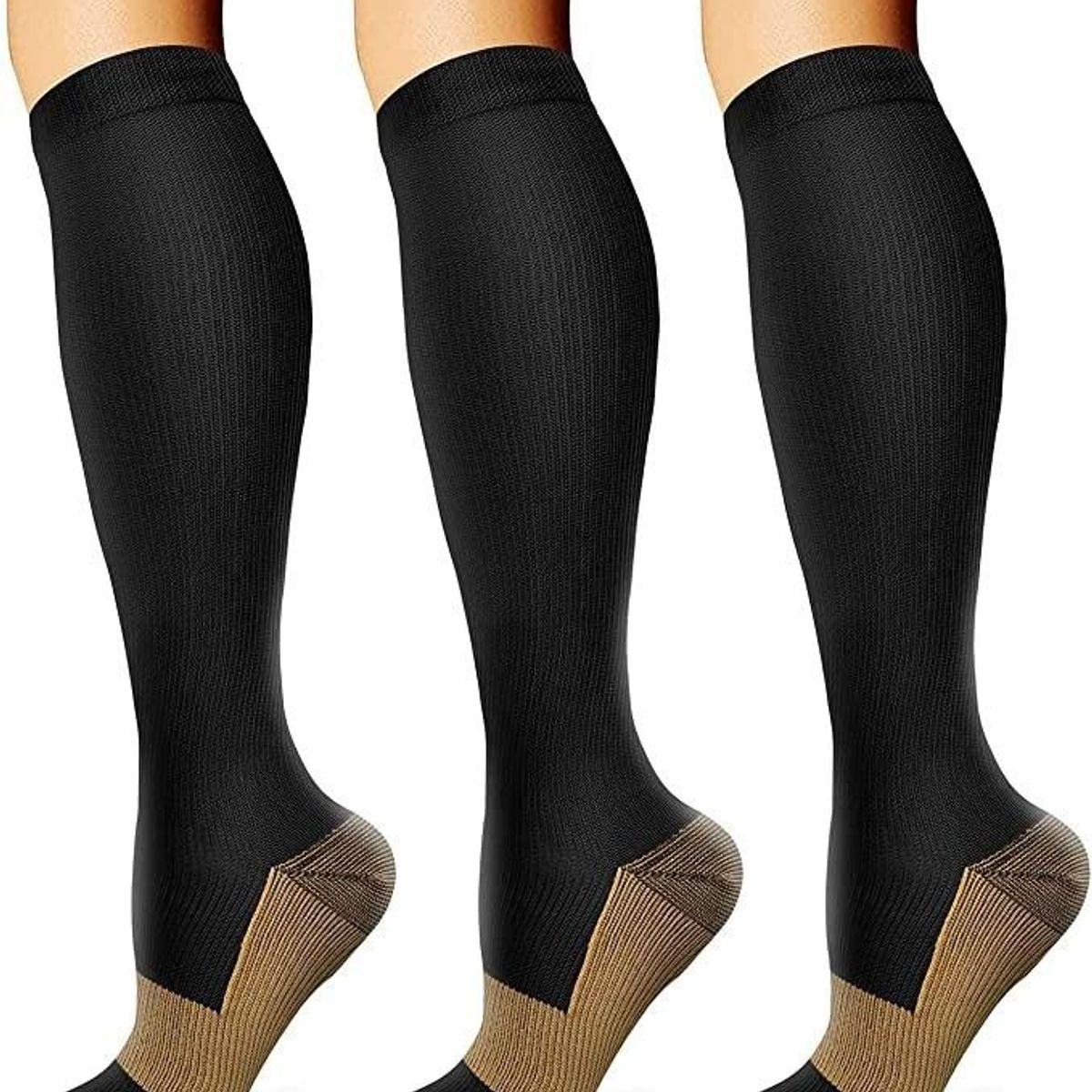 GENERICO - Pack de 3 Pares de Medias de Compresión para Várices