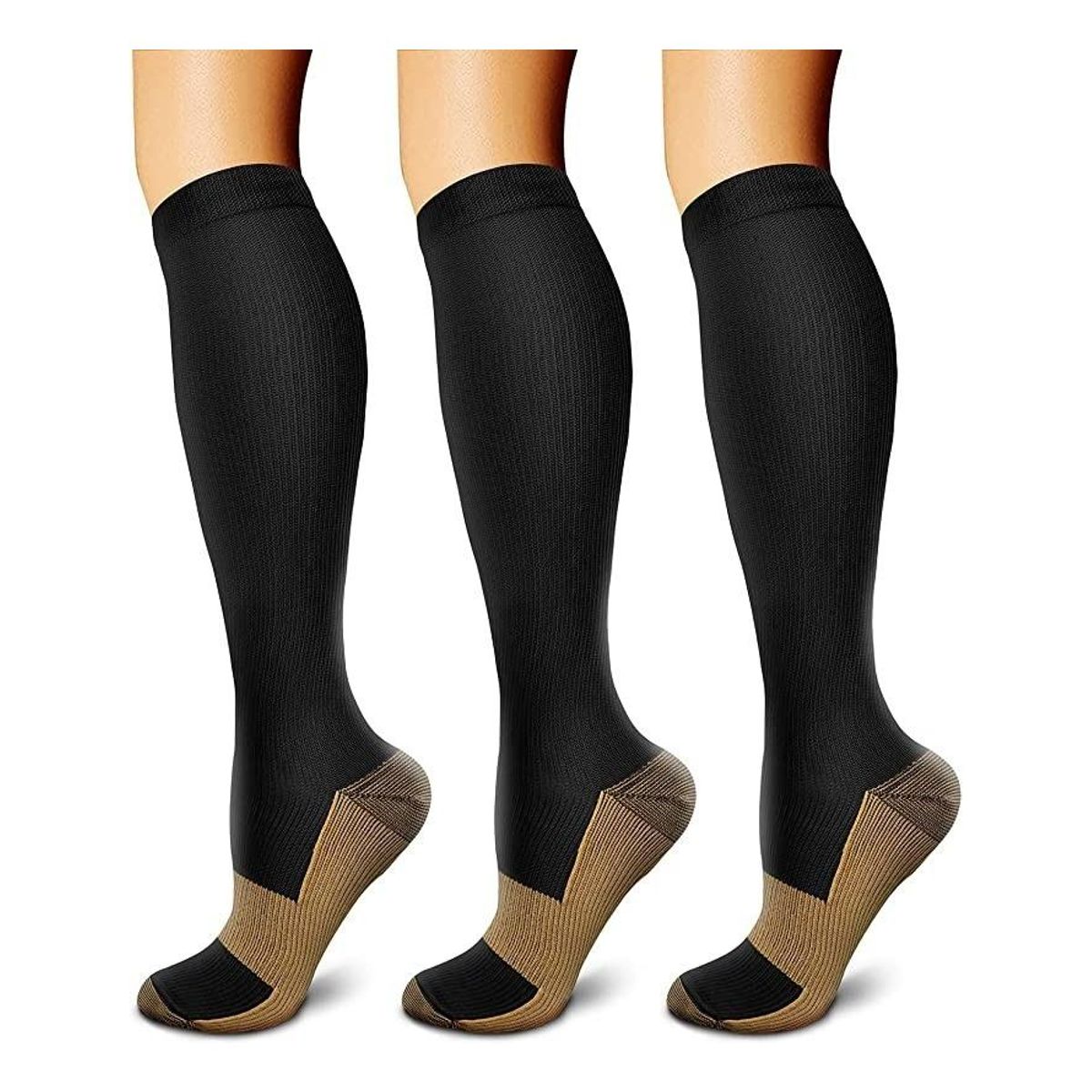 GENERICO - Pack de 3 Pares de Medias de Compresión para Várices