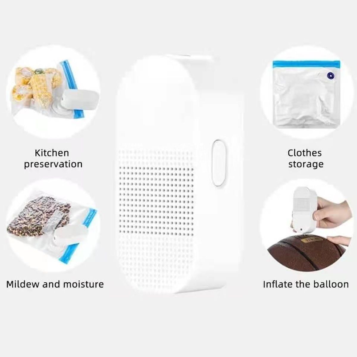 GENERICO - Mini Compresor de Aire 2 en 1 para Alimentación y Deportes