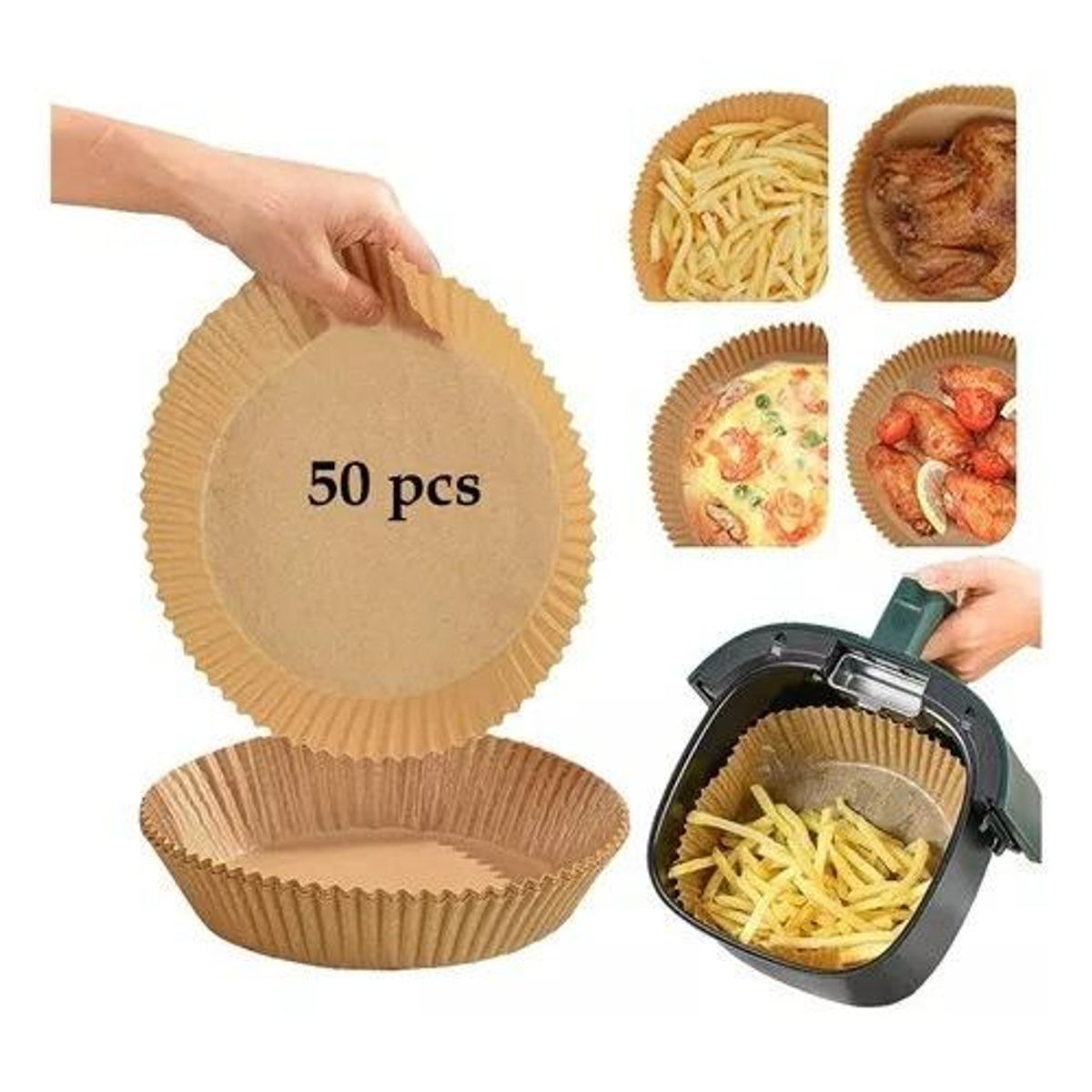 GENERICO - Pack de 50 Protectores de Freidora Antiadherente Multiusos