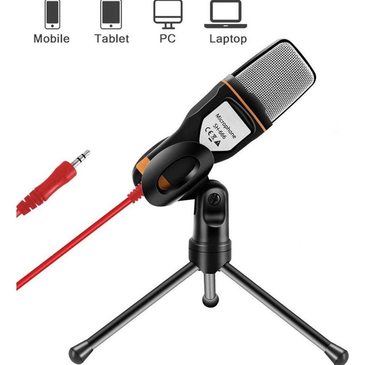 GENERICO - Micrófono Condensador Omnidireccional SF 666 Negro