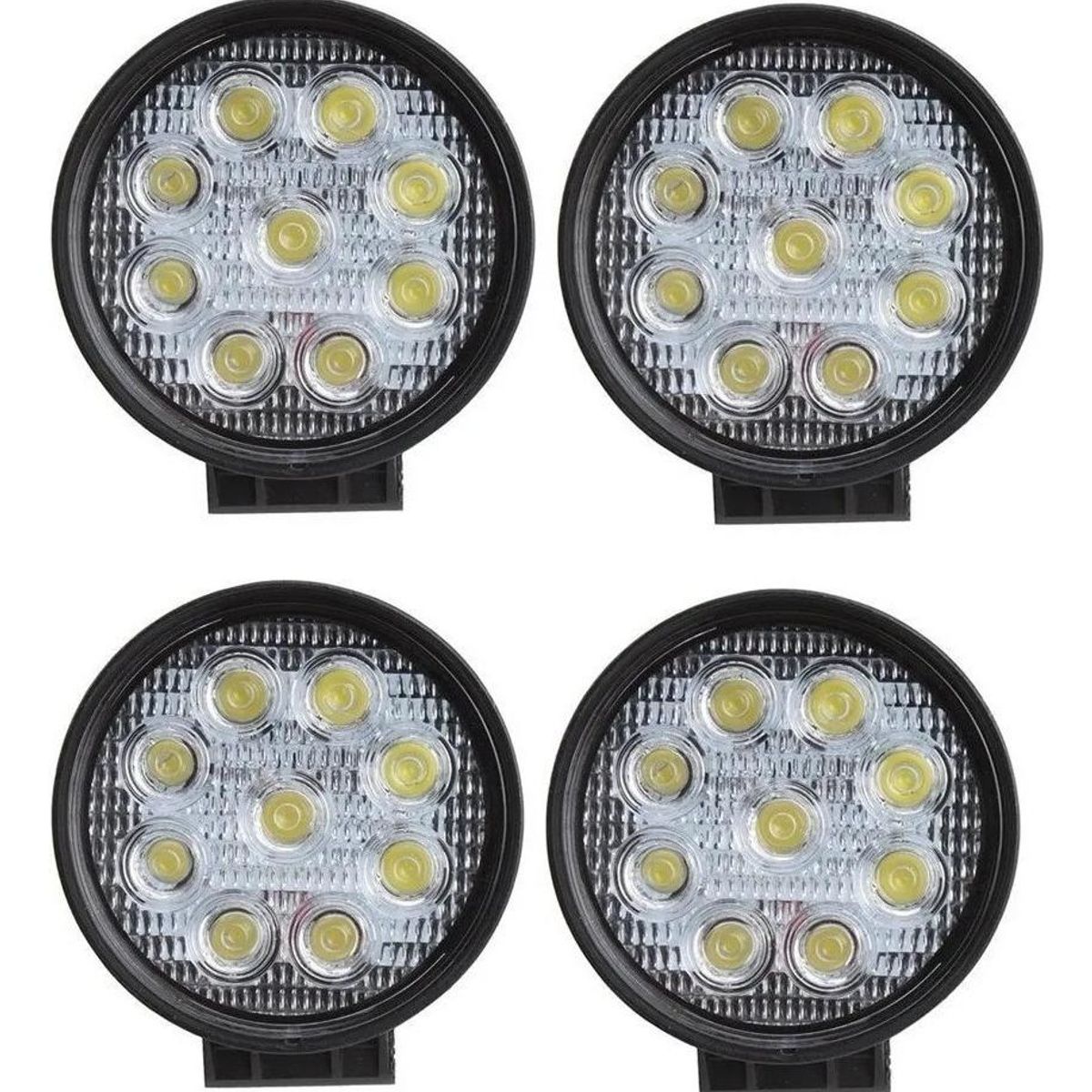 GENERICO - Pack de 4 Focos LED Redondos 27W para Vehículos