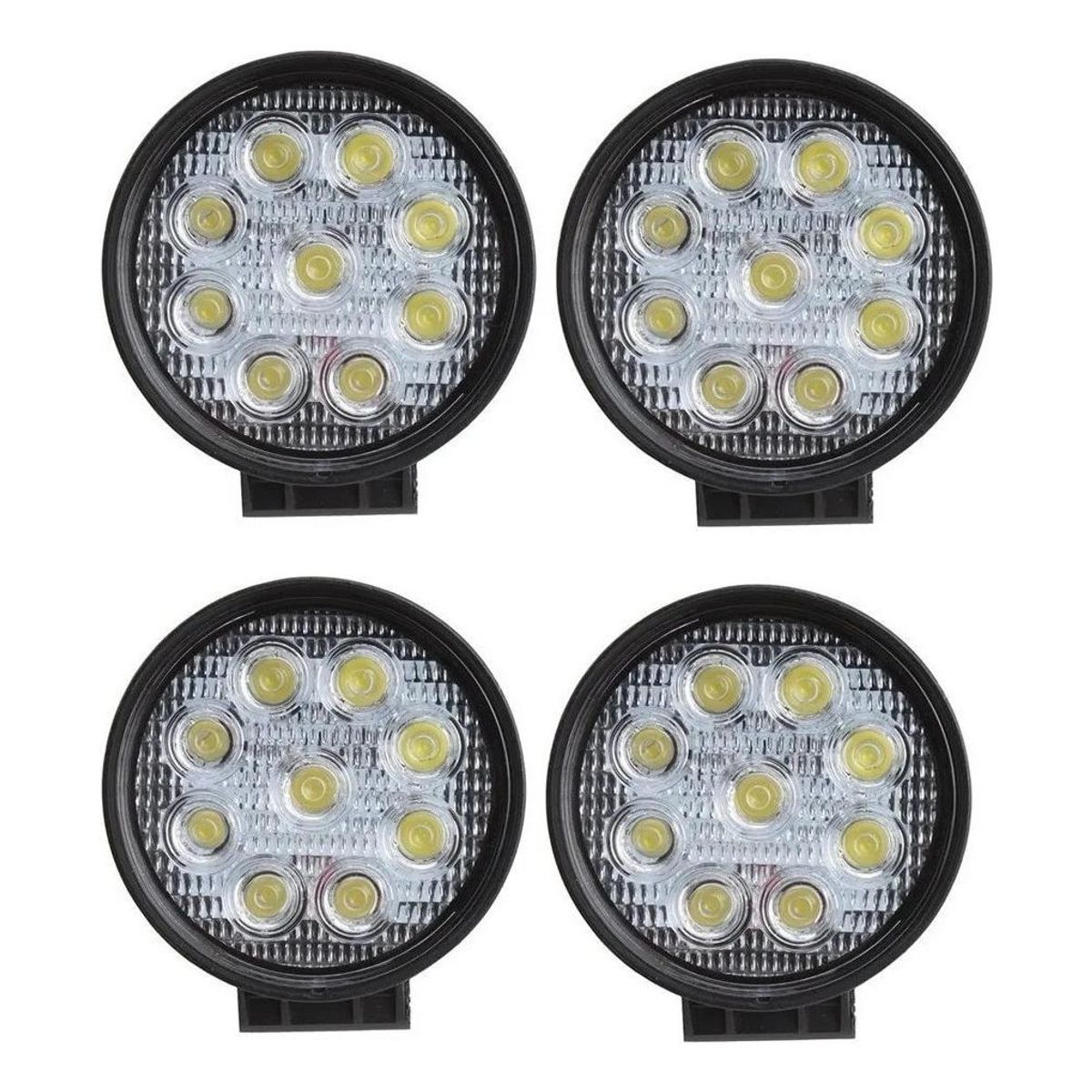 GENERICO - Pack de 4 Focos LED Redondos 27W para Vehículos
