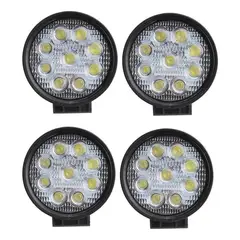 GENERICO - Pack de 4 Focos LED Redondos 27W para Vehículos