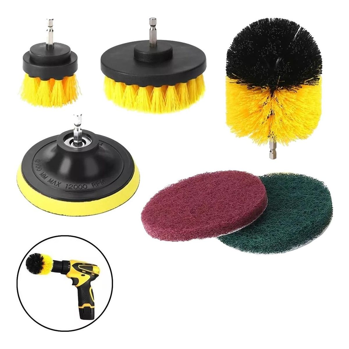 GENERICO - Set de 6 Cepillos para Taladro para Limpieza Eficaz